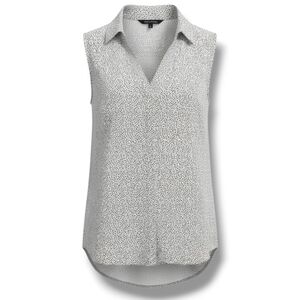 H&M women's black & white VNeck button-down sleeveless Blouse  - size 6​